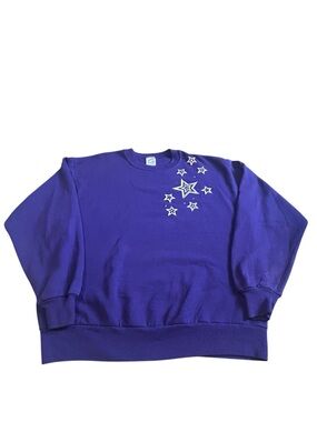 Vintage Jerzees Purple Star Sweatshirt USA Made Size Large